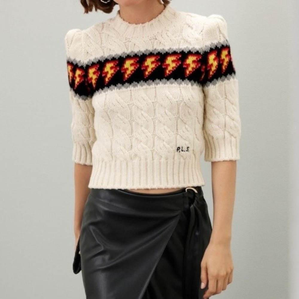 Philosophy‎ di Lorenzo Serafini Merino Wool Sweater Cable Knit Lightning Bolt